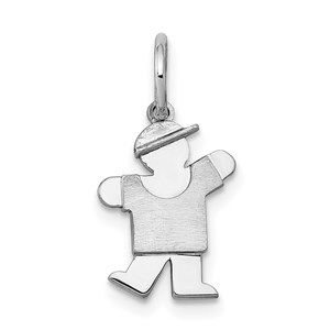 Million Charms 14k White Mini Boy Kiss Charm